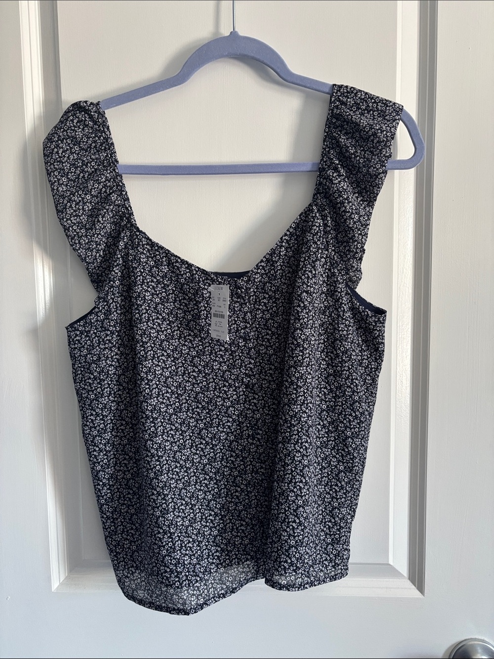 J. Crew Black Floral Square-Neck Camisole